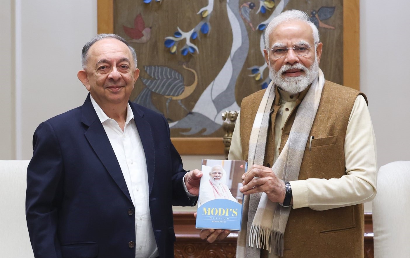 PM Modi meets author Berjis Desai, receives a copy of ‘Modi’s Mission’