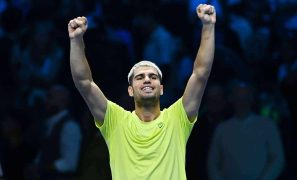 Carlos Alcaraz clinches year-end top spot with ATP Finals win over Lorenzo Musetti