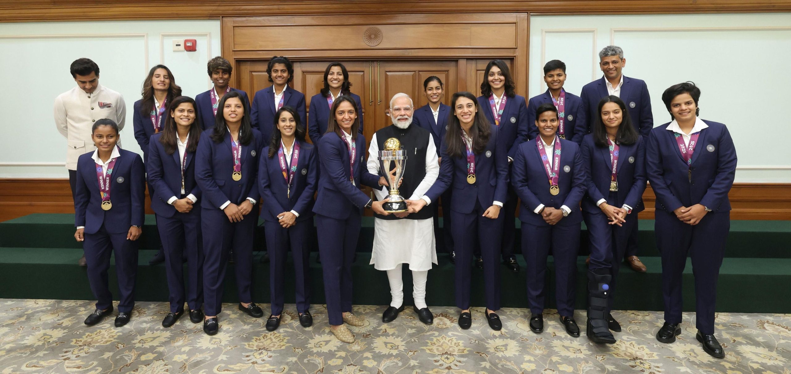 PM Modi meets India’s Women’s World Cup-winning team at his residence