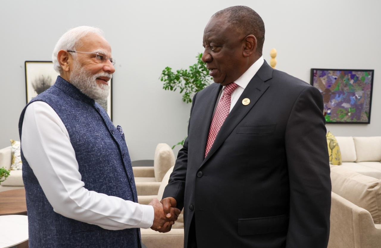 PM Modi meets South African President Ramaphosa on sidelines of G20 Summit in Johannesburg