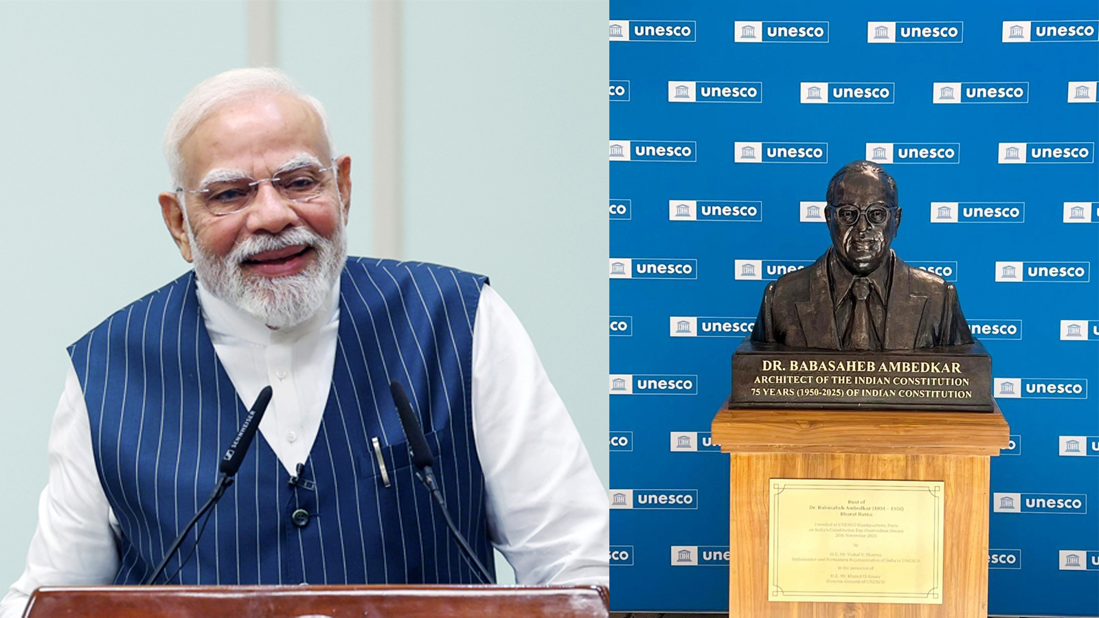 PM Modi hails unveiling of B.R. Ambedkar’s bust at UNESCO headquarters on Constitution Day