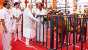 PM Modi participates in Gaudan ceremony in Puttaparthi, Andhra Pradesh; praises Sathya Sai Trust's animal welfare efforts