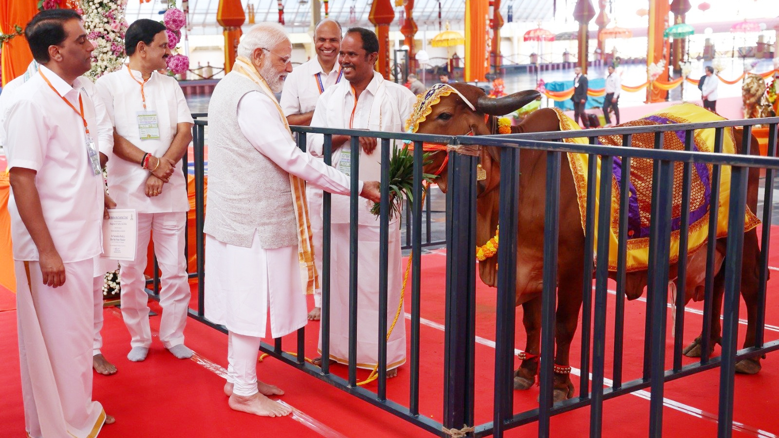 PM Modi participates in Gaudan ceremony in Puttaparthi, Andhra Pradesh; praises Sathya Sai Trust’s animal welfare efforts