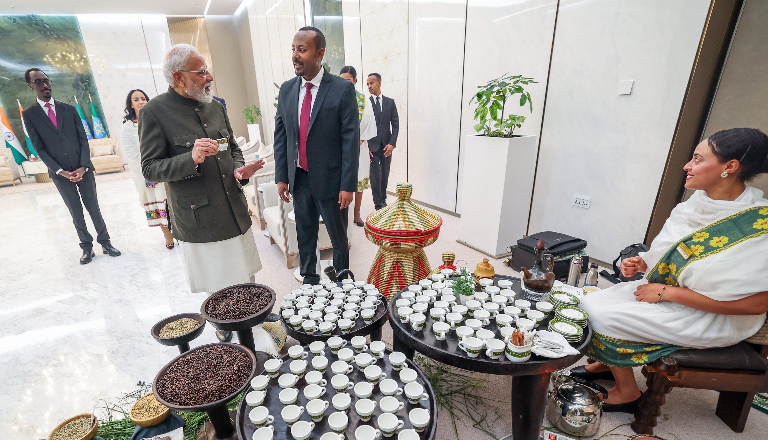 PM Modi takes part in traditional Coffee Ceremony at Addis Ababa airport