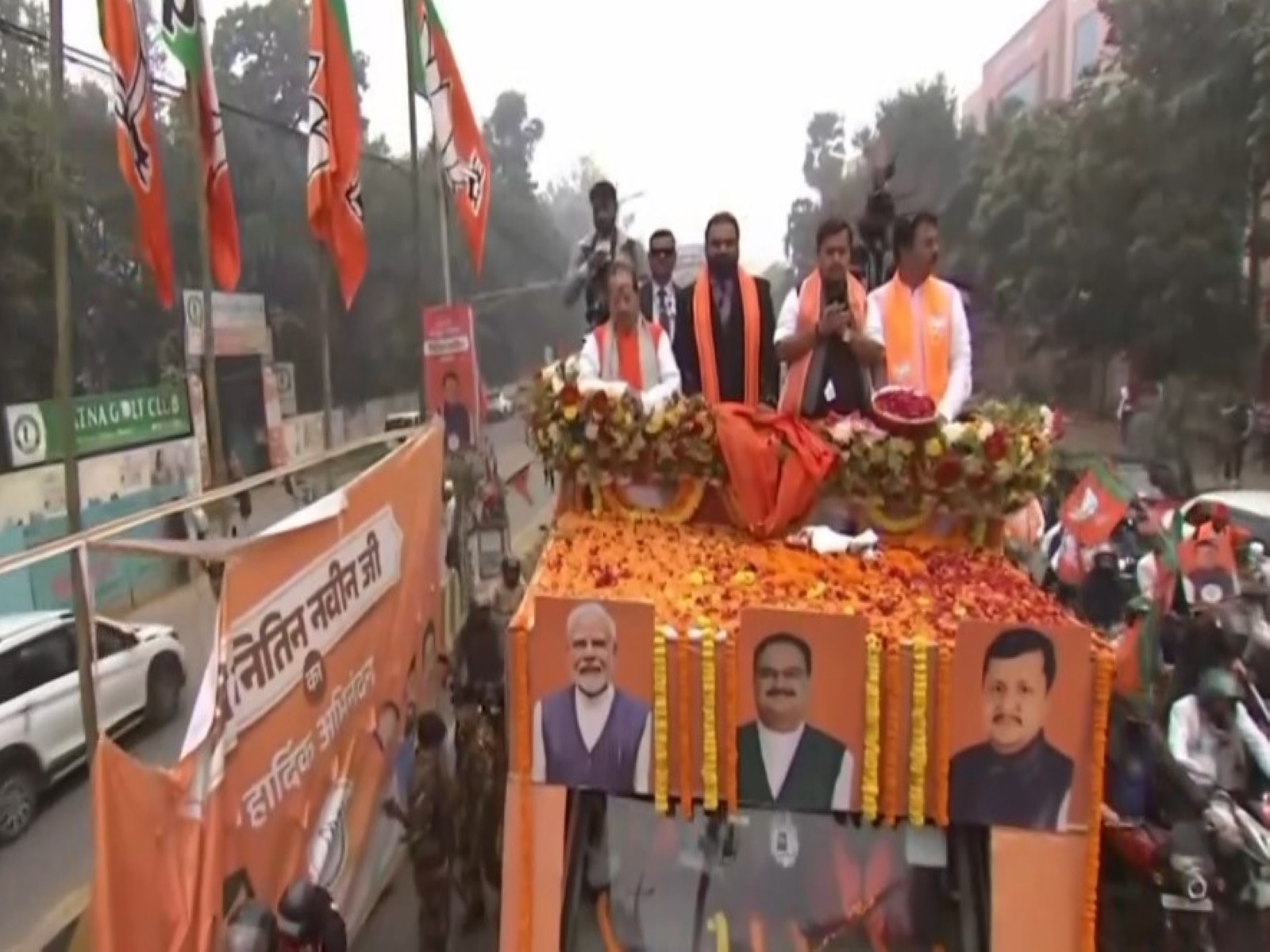 Newly appointed BJP working president Nitin Nabin leads roadshow in Patna