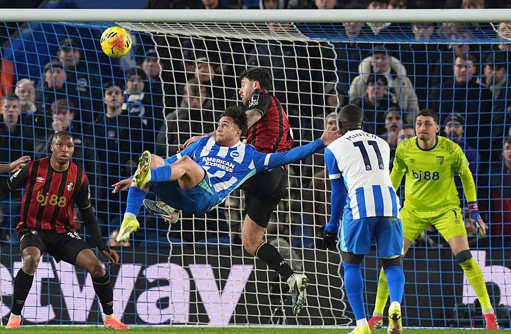 Kostoulas overhead kick saves Brighton against Bournemouth