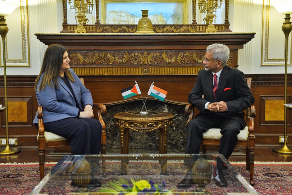 EAM Jaishankar, Palestinian counterpart Aghabekian discuss development cooperation, Gaza Peace Plan