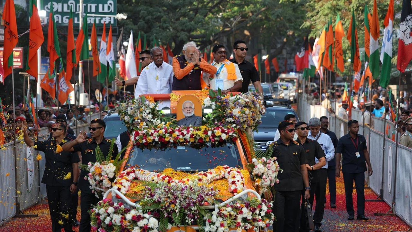 PM Modi holds roadshow in Puducherry ahead of assembly polls