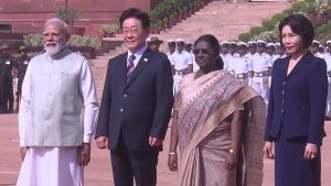 President Murmu, PM Modi welcome South Korean President Lee Jae Myung at Rashtrapati Bhavan