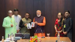 PM Modi meets music composer Ramesh Vinayakam in Chennai