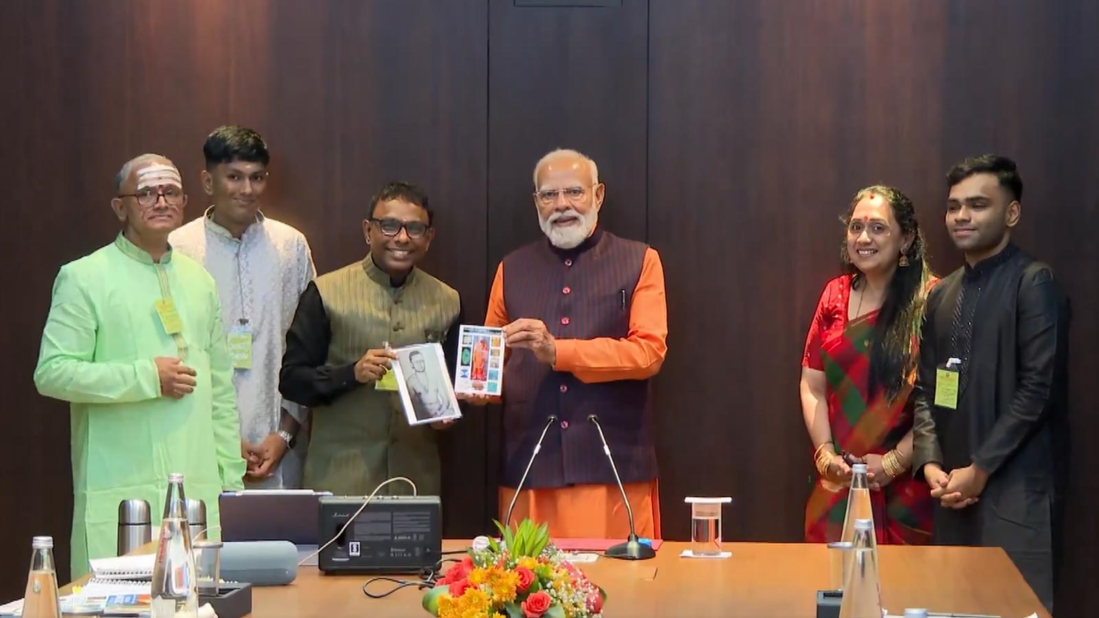 PM Modi meets music composer Ramesh Vinayakam in Chennai