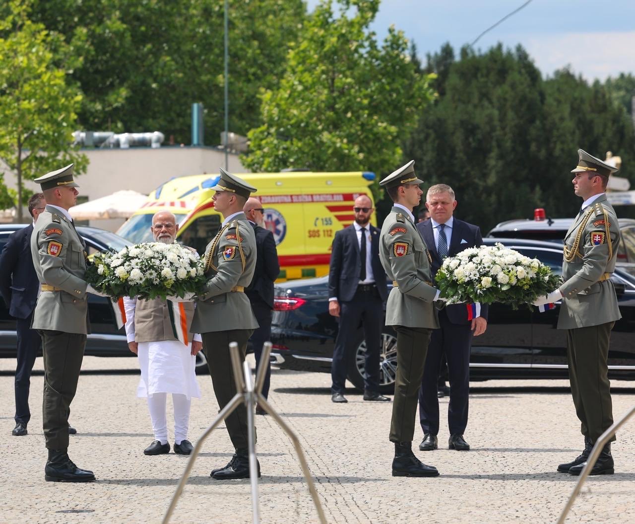 PM Modi, Slovakian counterpart Fico pay tributes at Tomb of Unknown Soldier in Bratislava