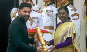 Rohit Sharma receives prestigious Padma Shri Award from President Droupadi Murmu