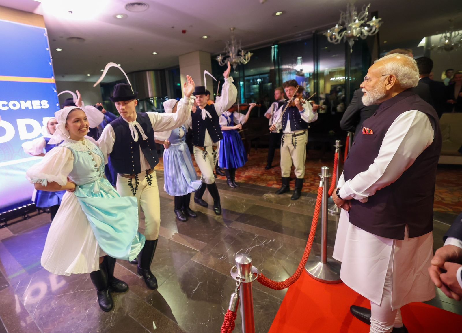 PM Modi Arrives in Slovakia, Receives Traditional Slovak Welcome