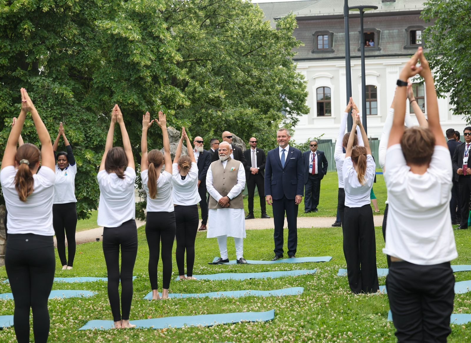 “Delightful to see youth embrace Yoga”: PM Modi attends Yoga demonstration by Slovak schoolchildren