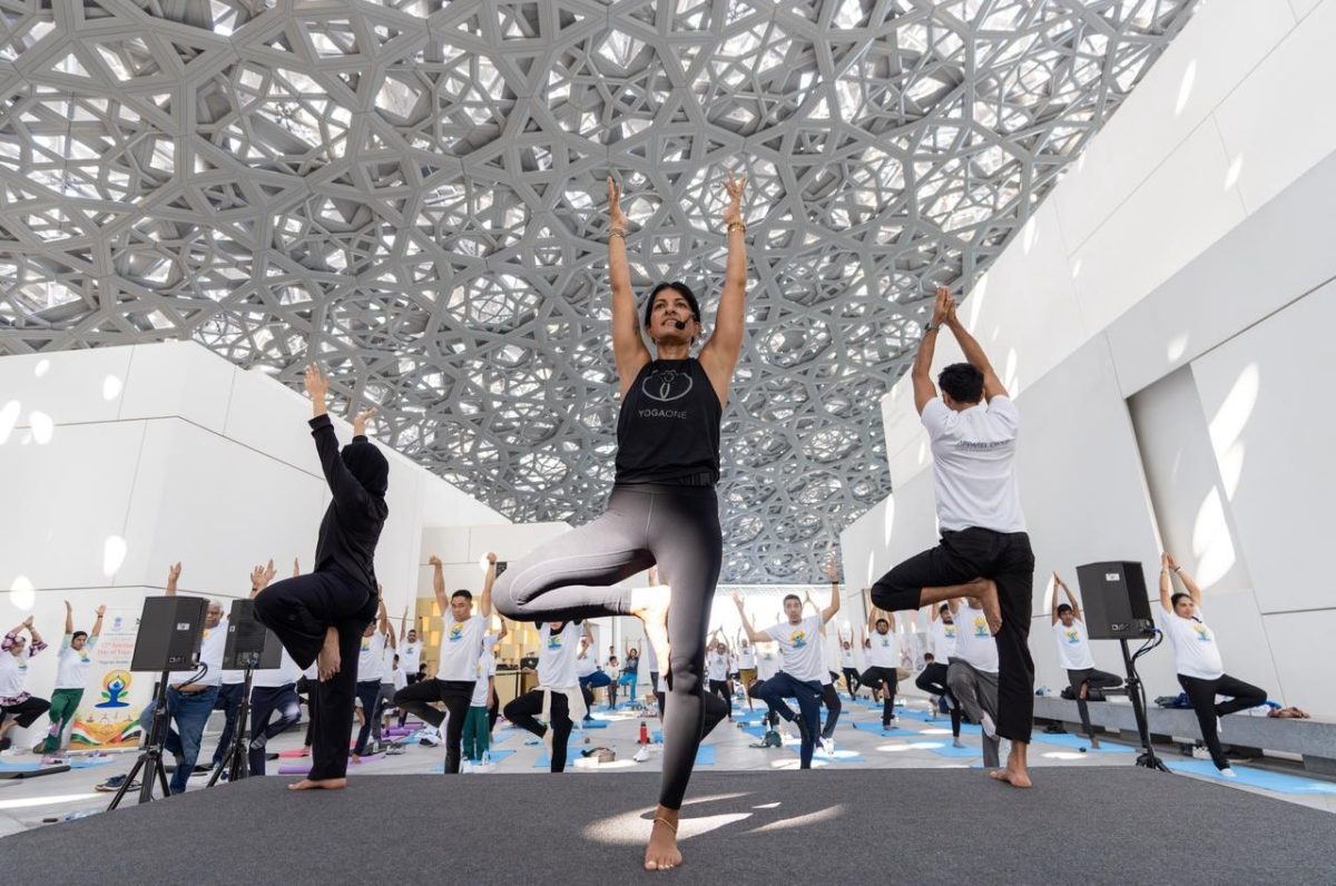 Yoga enthusiasts gather under Louvre Abu Dhabi dome to mark International Yoga Day