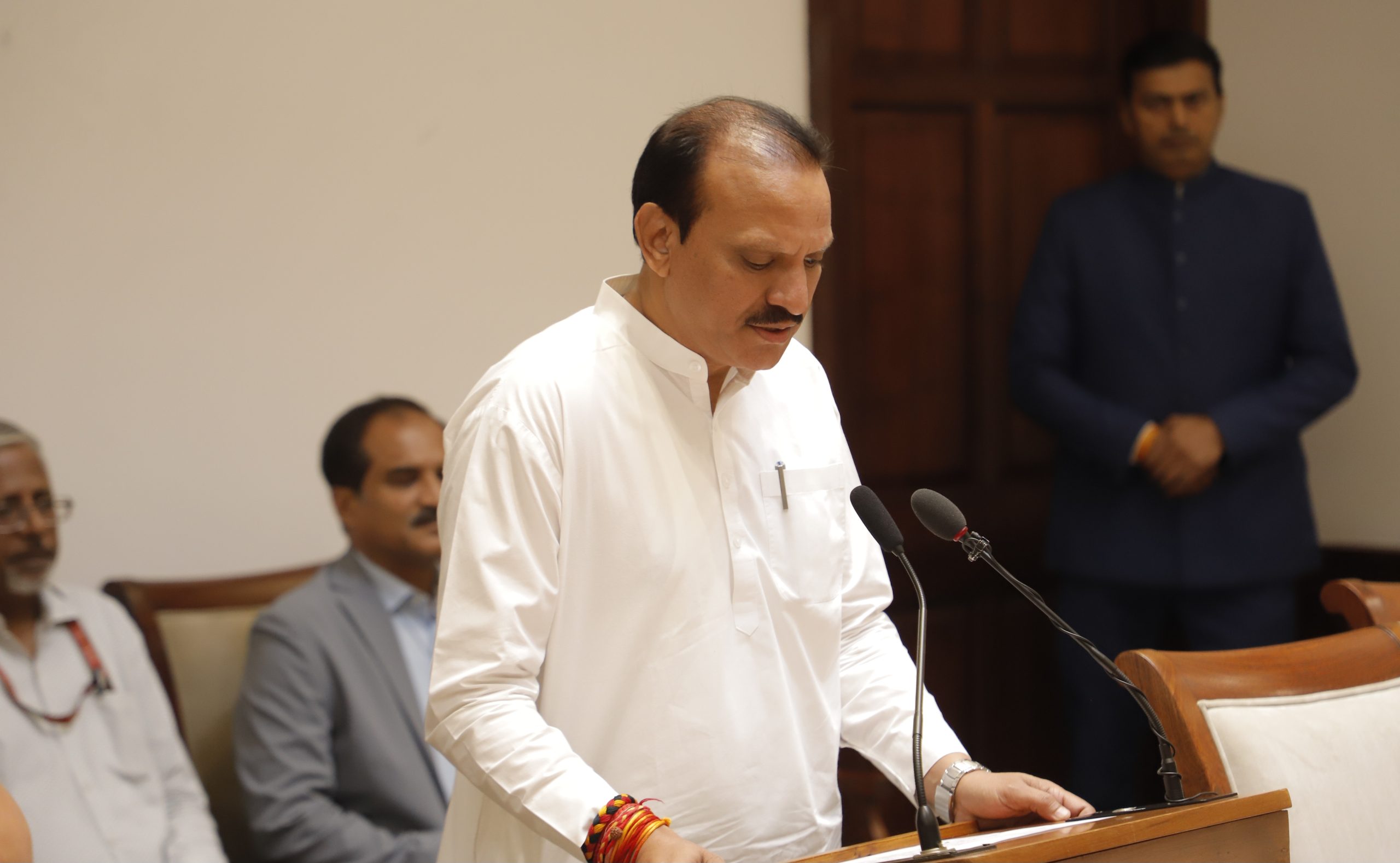 Rajya Sabha Chairman administers oath to re-elected MP Neeraj Dangi