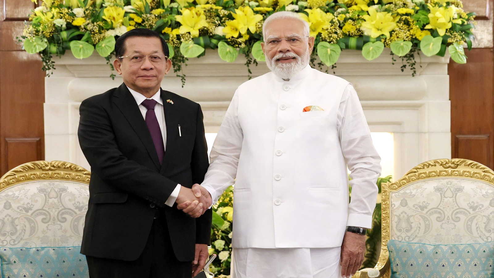 PM Modi, Myanmar President Min Aung Hlaing hold talks at Hyderabad House to strengthen bilateral cooperation