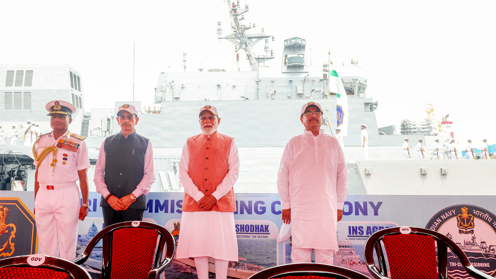 PM Modi commissions three indigenous naval warships, says maritime strength key to Viksit Bharat