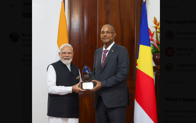 PM Modi Conferred Seychelles’ Highest Civilian Honour ‘Guardian of the Blue Horizon’