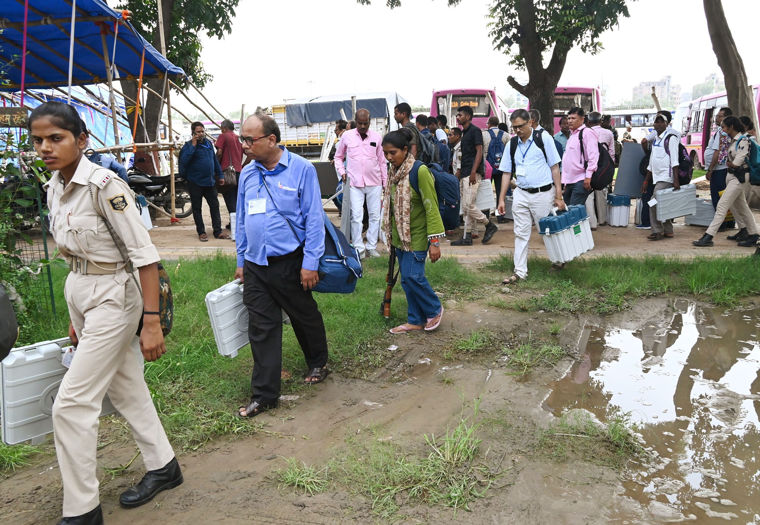 Polling underway for Assembly Bypolls in Bihar, Madhya Pradesh and Gujarat amid tight security