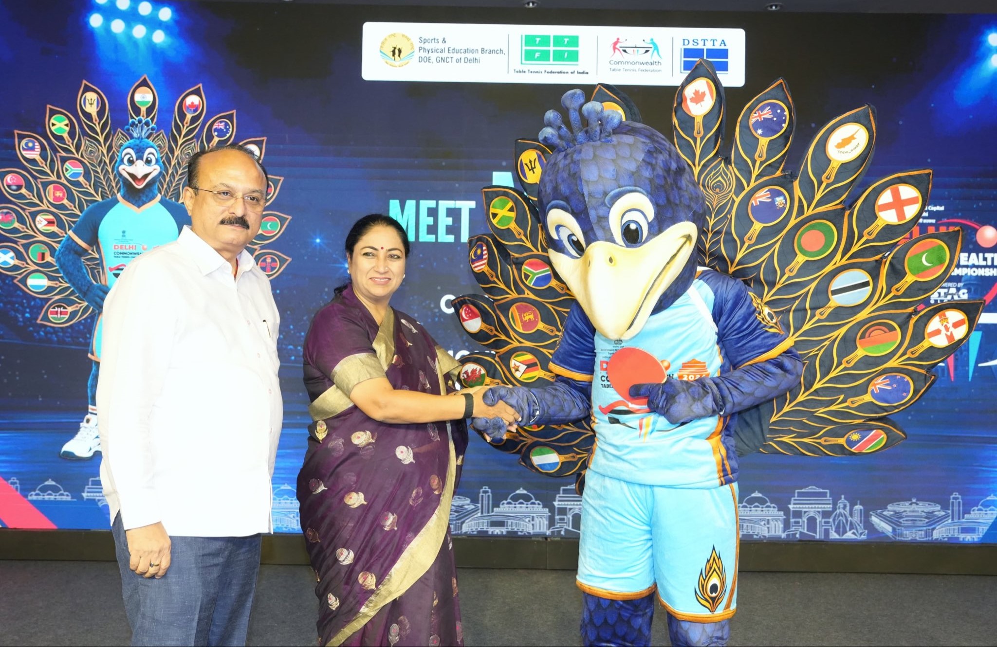 Delhi CM Rekha Gupta unveils ‘Mayur’ mascot for Commonwealth Table Tennis Championship 2026