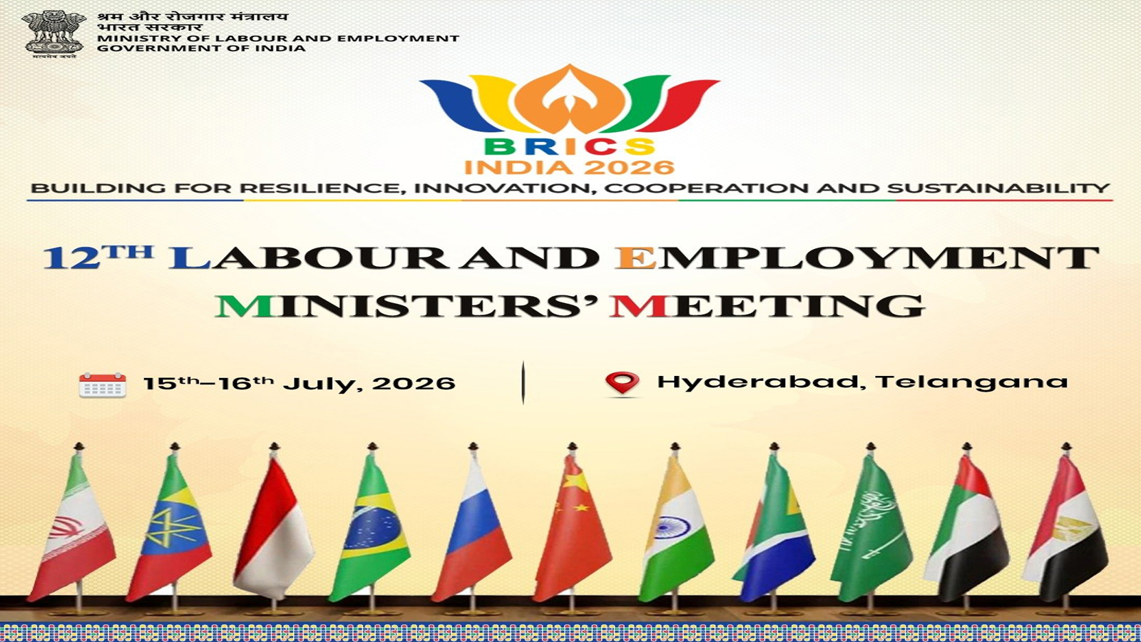 India to host 12th BRICS Labour and Employment Ministers’ Meeting in Hyderabad