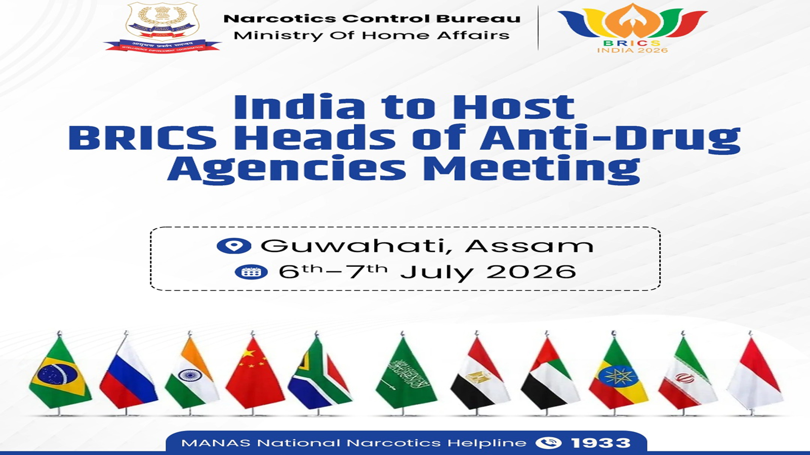 India to host BRICS anti-drug agencies meeting in Guwahati on July 6-7 to strengthen global cooperation against drug trafficking