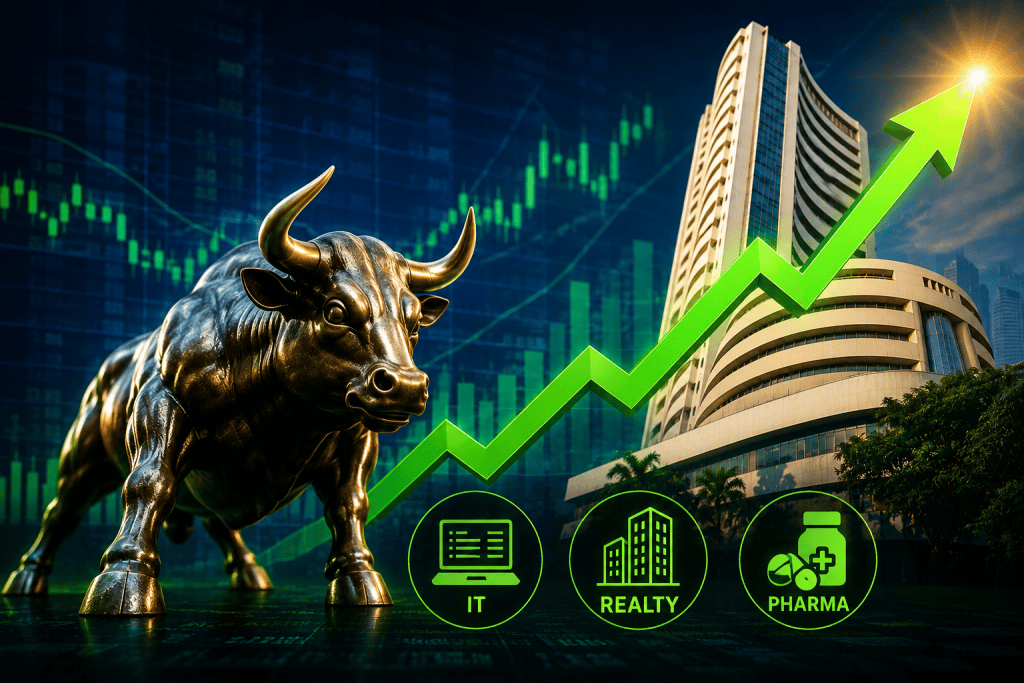 Nifty, Sensex extend gains as IT, realty and pharma stocks lead rally - DD India
