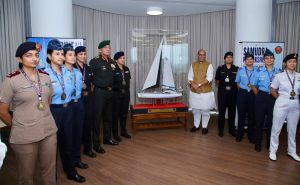 Rajnath Singh Honours IASV Triveni Team for Landmark All-Women Sailing Expedition
