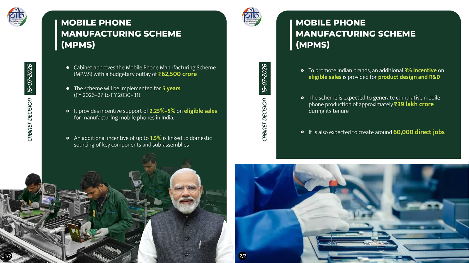 Cabinet approves Rs 62,500 crore Mobile Phone Manufacturing Scheme to boost production, exports and Indian brands