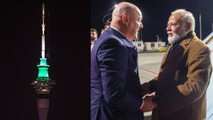 Auckland's Sky Tower lights up in Indian tricolour to mark PM Modi's historic New Zealand visit