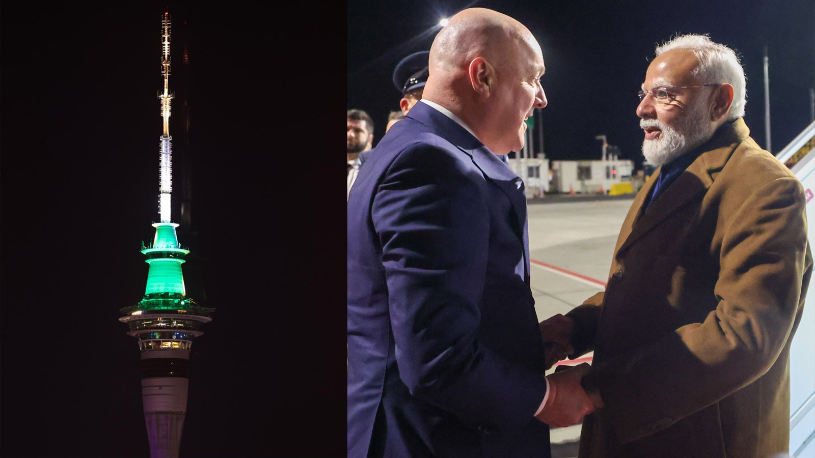 Auckland’s Sky Tower lights up in Indian tricolour to mark PM Modi’s historic New Zealand visit