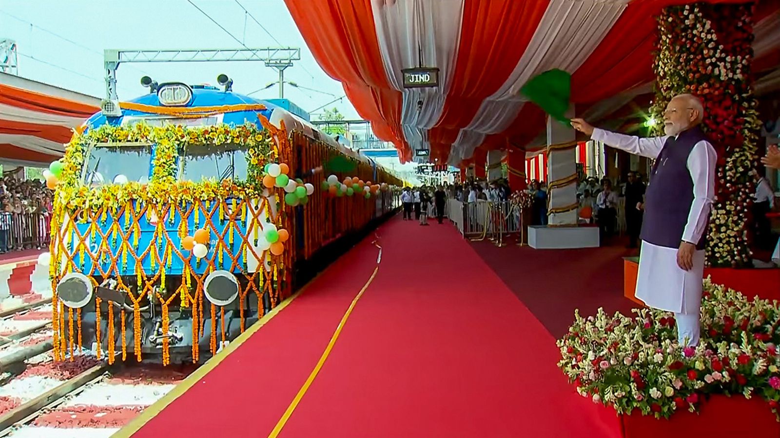PM Modi flags off India’s first hydrogen-powered train, launches development projects worth Rs 14,700 crore in Haryana