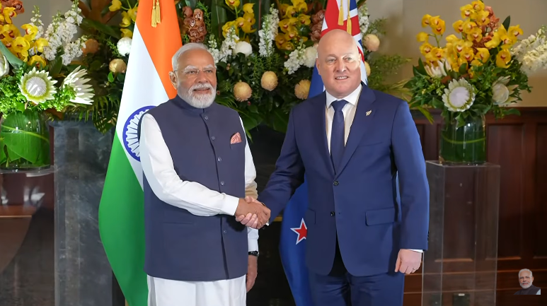 PM Modi Holds Bilateral Talks with New Zealand PM Christopher Luxon in Auckland