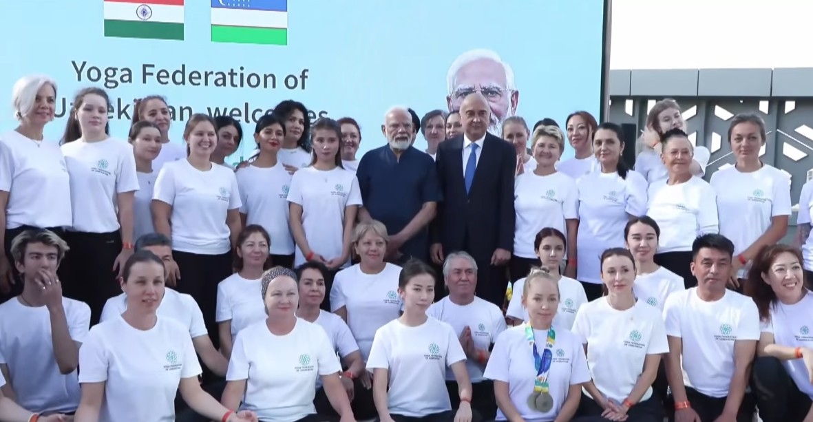 PM Modi participates in a Yoga Session in Tashkent