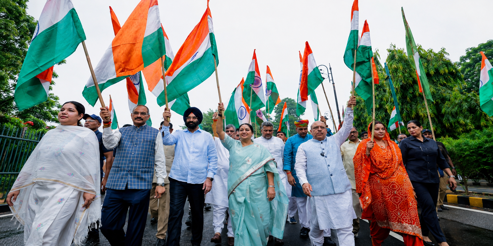 Delhi CM, ministers take out Tiranga Yatra in Assembly premises