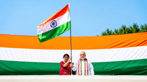 Union Home Minister Amit Shah hoists Tiranga at residence under Har Ghar Tiranga campaign