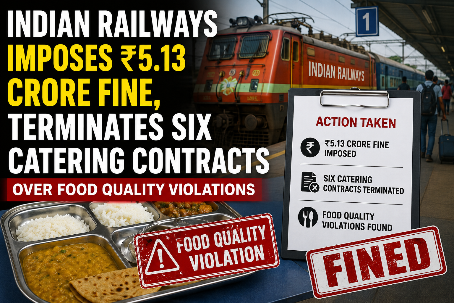 Indian Railways Imposes ₹5.13 Crore Fine, Terminates Six Catering Contracts Over Food Quality Violations
