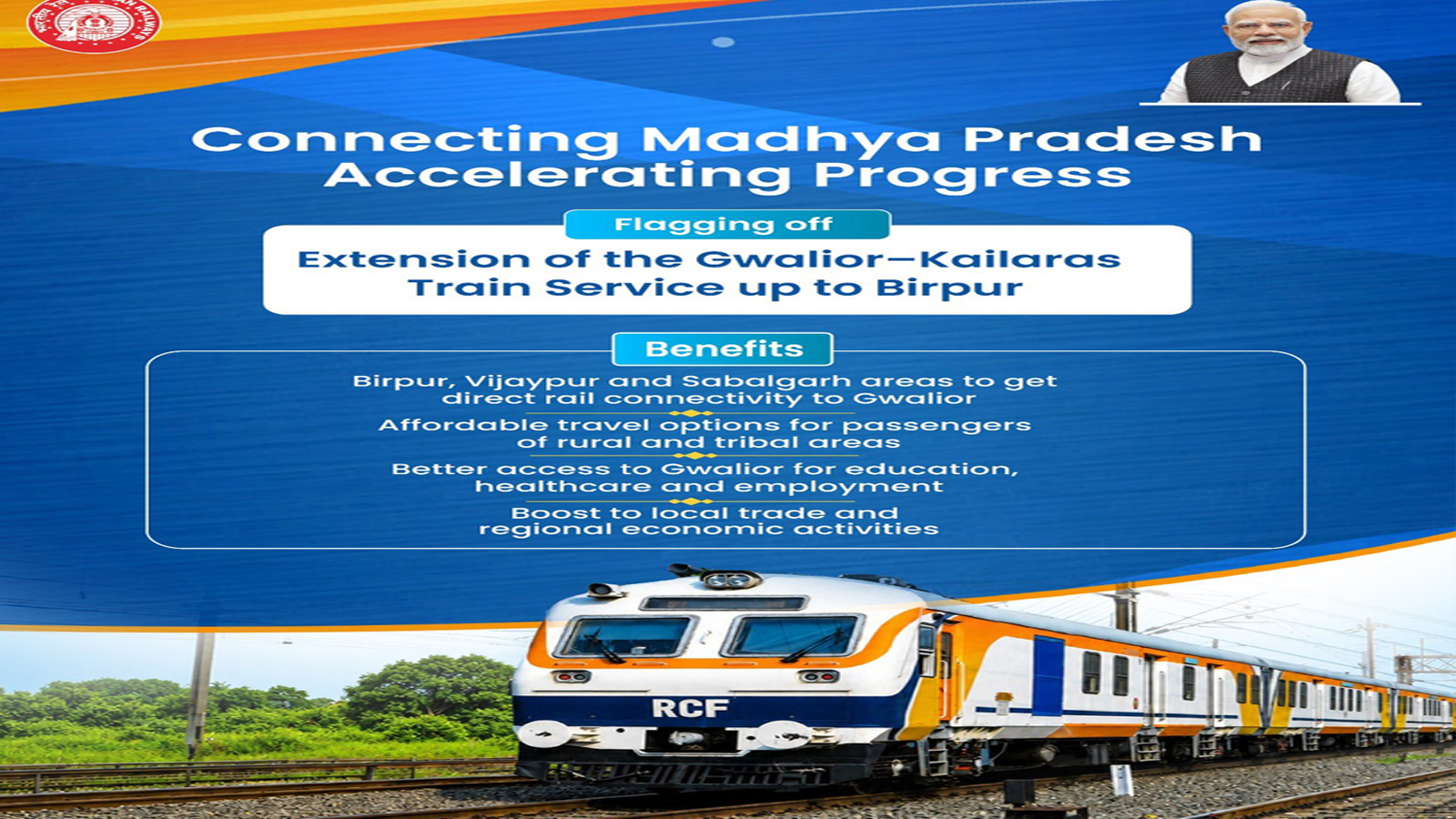 Gwalior-Chambal rail connectivity gets boost as Kailaras-Birpur gauge-converted section inaugurated