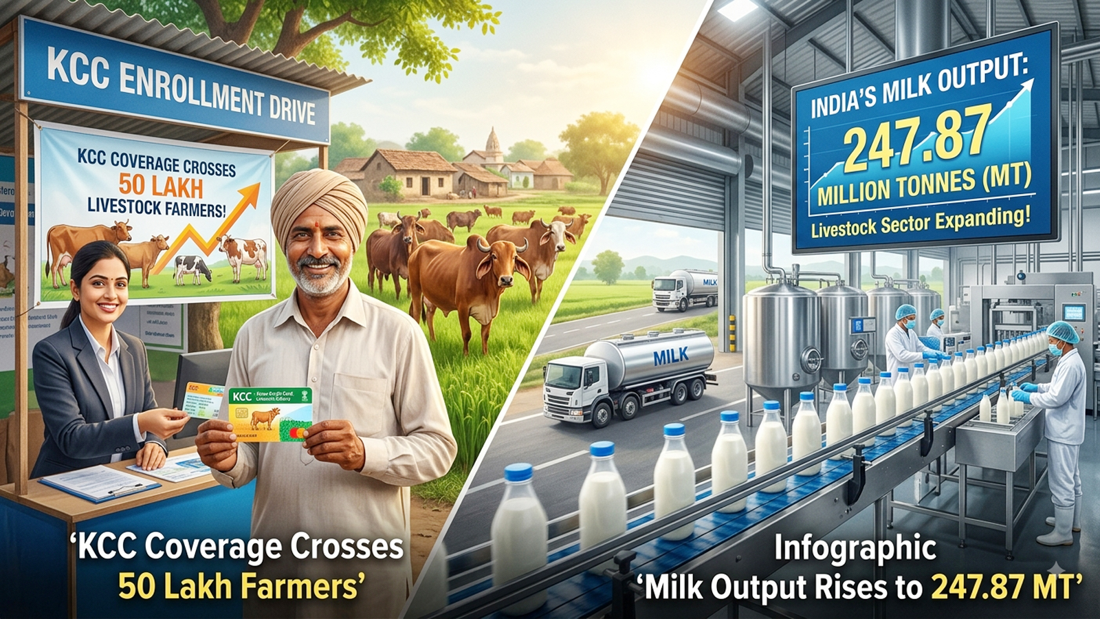 Livestock sector expands as Kisan Credit Card coverage crosses 50 lakh farmers, milk output rises to 247.87 MT