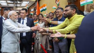 PM Modi receives special welcome from Indian community on his arrival in Bishkek