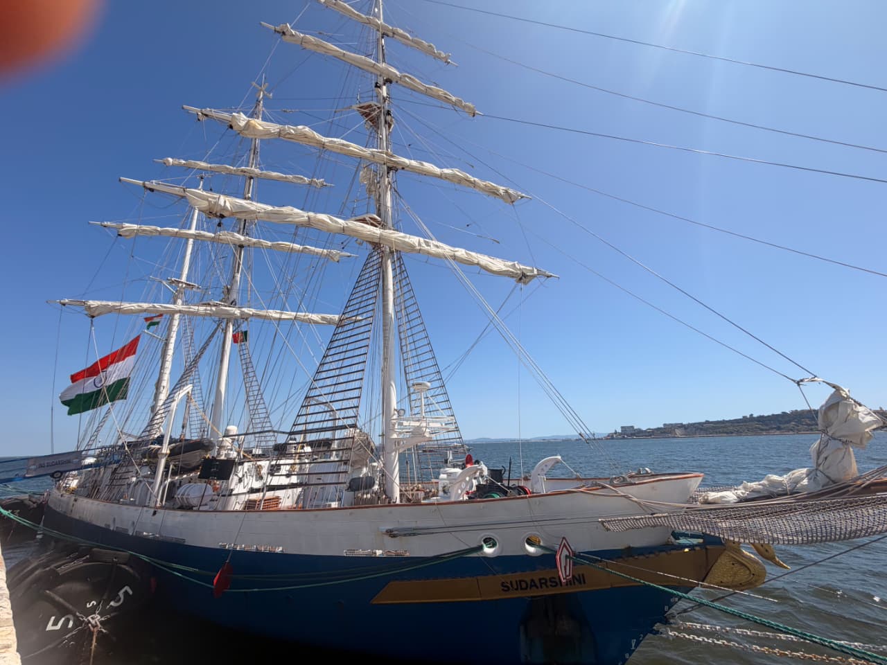 INS Sudarshini arrives in Lisbon as part of Lokayan 26 expedition