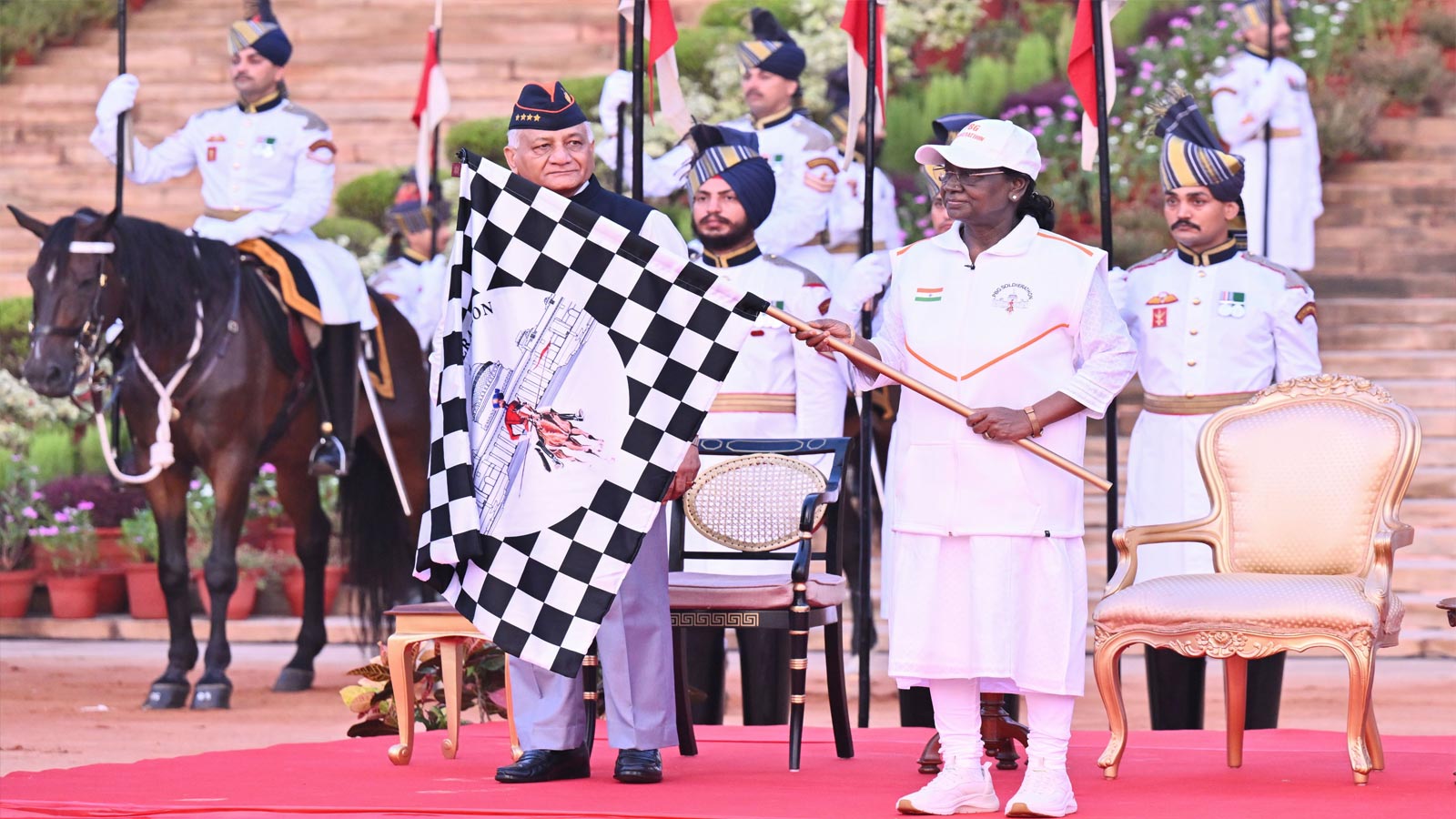 President Murmu flags off PBG Soldierathon, honours armed forces