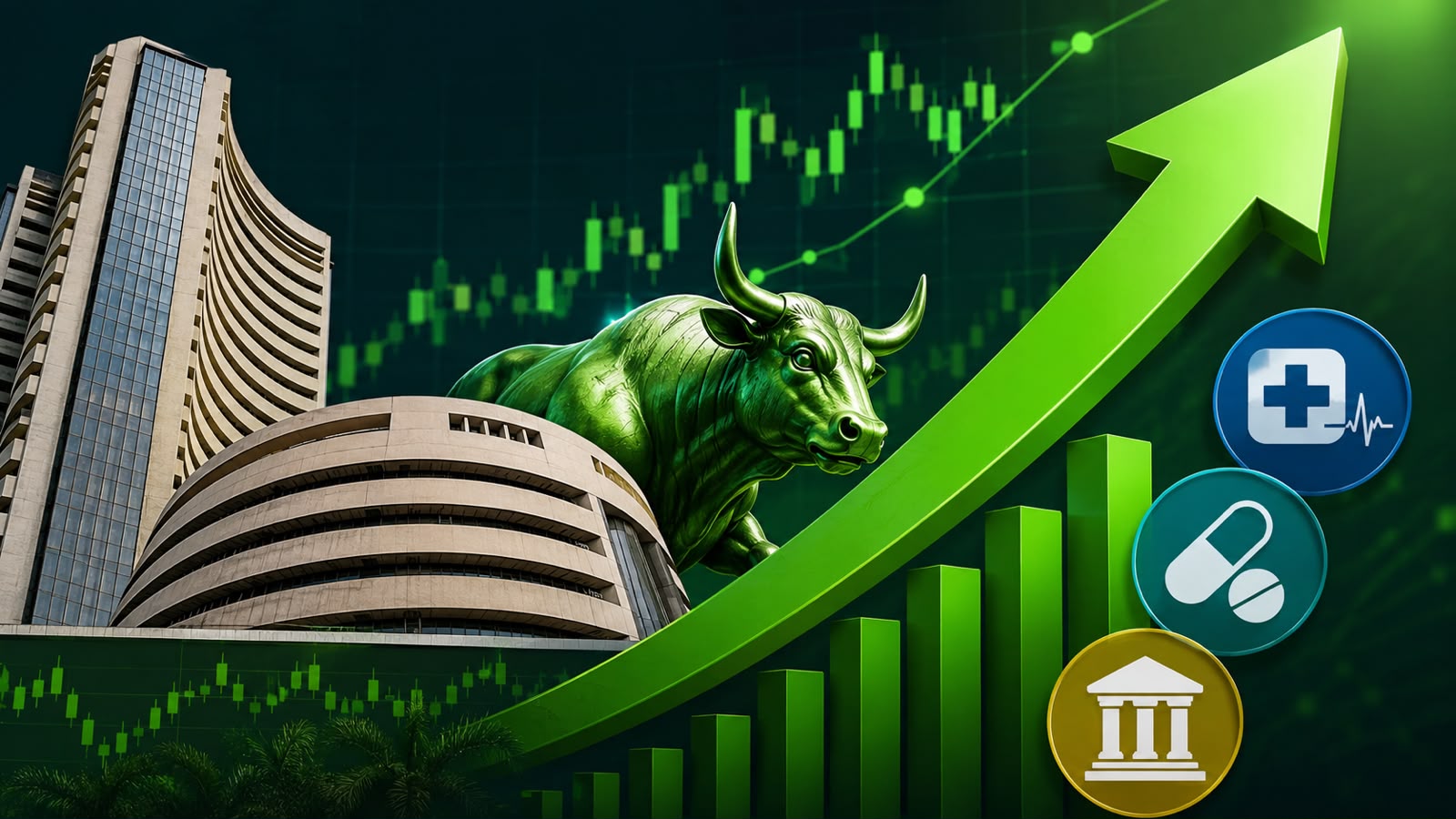 Sensex, Nifty end higher as healthcare, pharma and PSU bank stocks lead gains - DD India