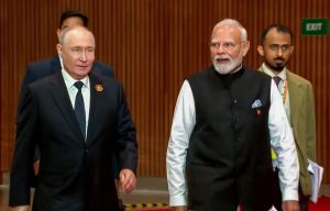 PM Modi, Putin arrive at Bharat Mandapam as BRICS Summit begins