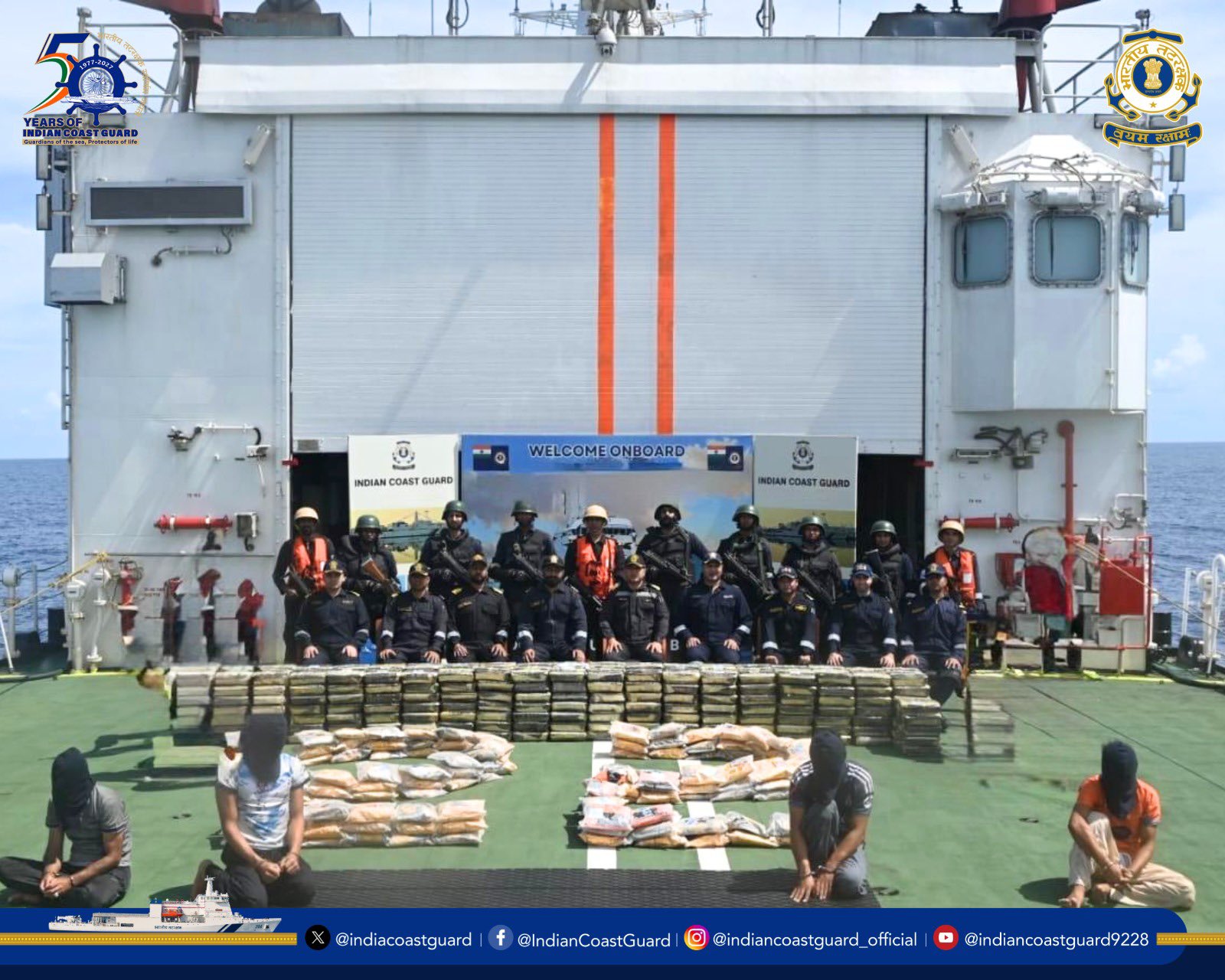 ICG Seizes Narcotics Worth Over Rs 3,000 Crore in Arabian Sea, Apprehends Five