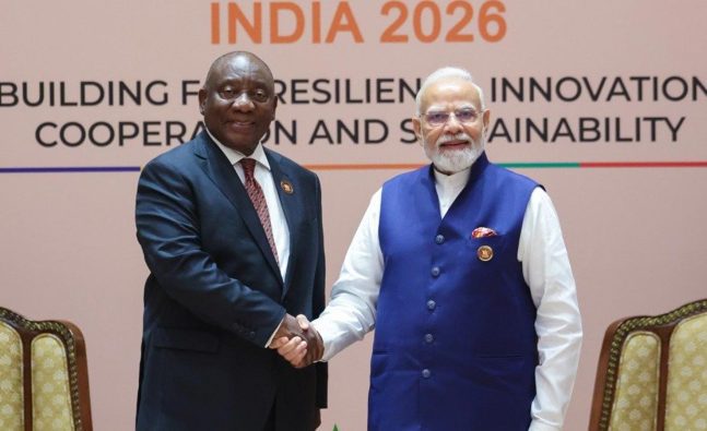 PM Modi meets South African President Cyril Ramaphosa on sidelines of 18th BRICS Summit