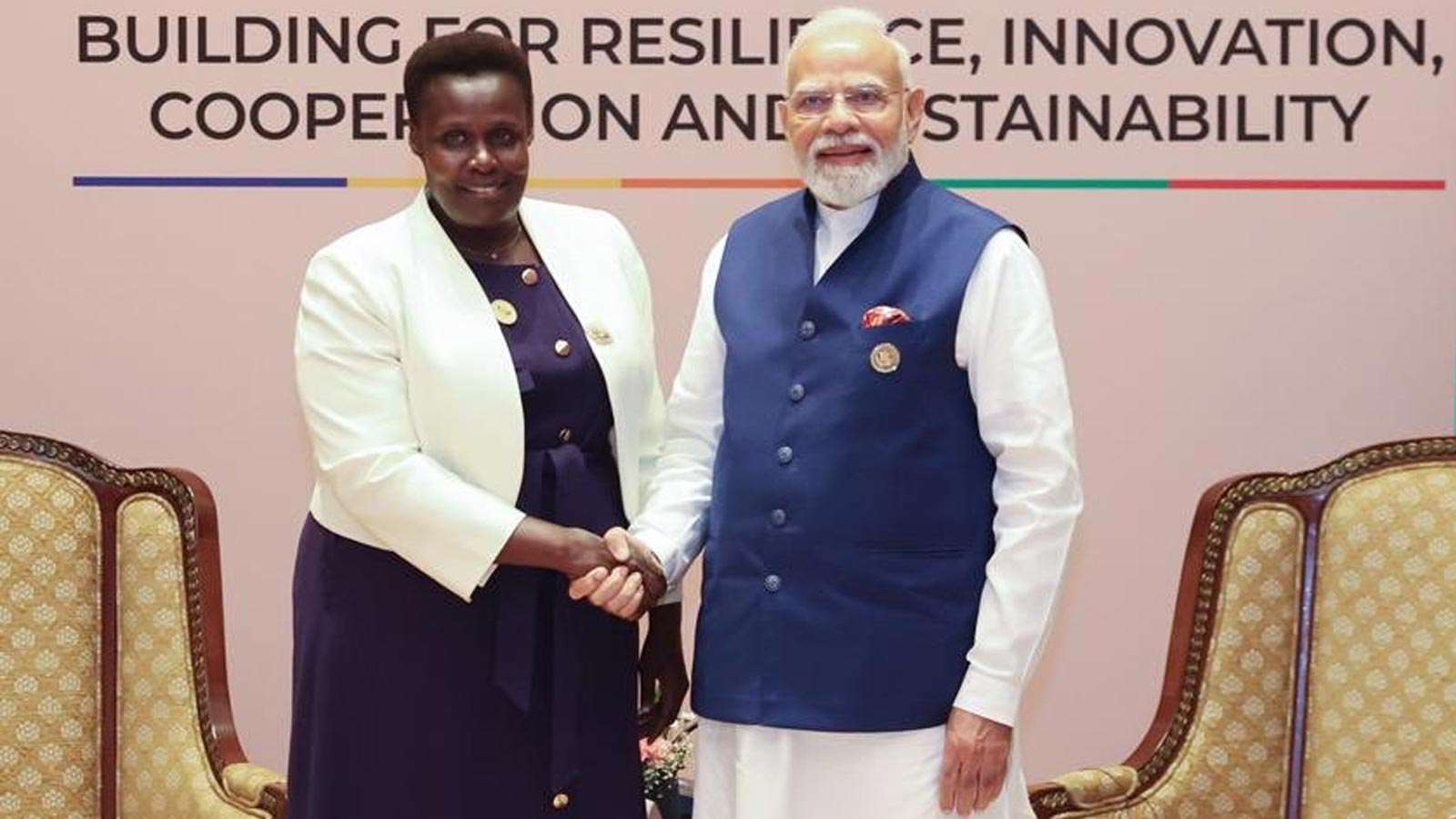 PM Modi meets Uganda Vice President Alupo on sidelines of 18th BRICS Summit