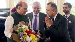 Rajnath Singh receives warm welcome from Indian diaspora in Colombo